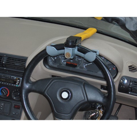ATMOMO Universal Double Protection High Security Stainless Steel Steering Wheel Lock Heavy Duty Extendable Double Hook Car Steering Wheel Clutch Brake Lock 